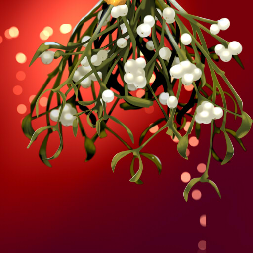 merry christmas free ecards under a bouquet of mistletoe bg